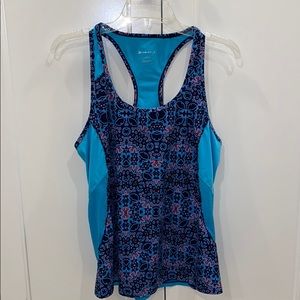 Fabletics tank top women’s size large blue print workout athletic outdoor